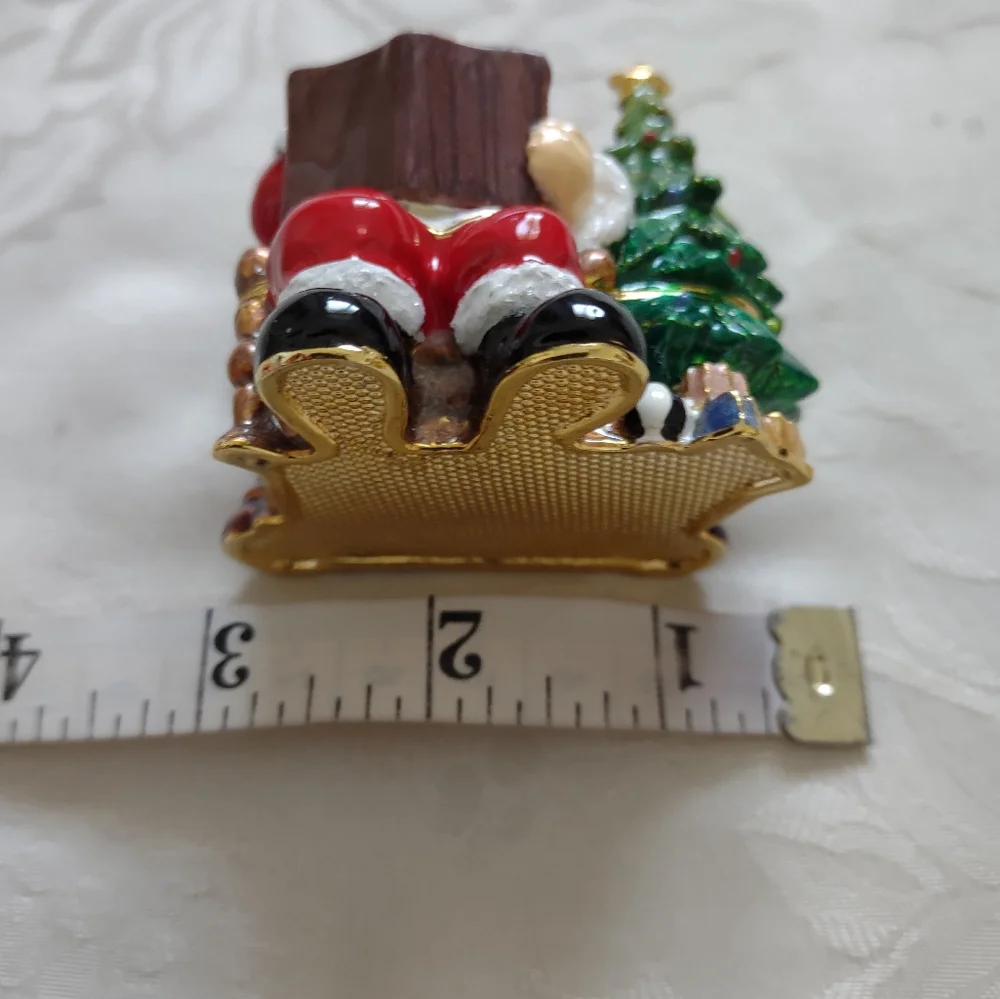 Santa crystals jewelled decorated jewelry trinket collectible box Holiday